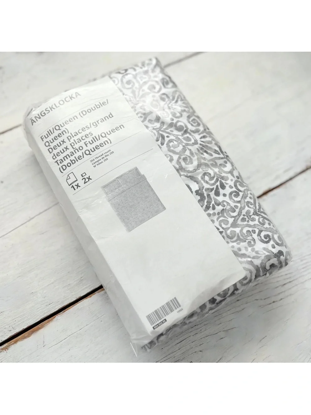 IKEA Black and White Floral Duvet Cover with Blush Accents